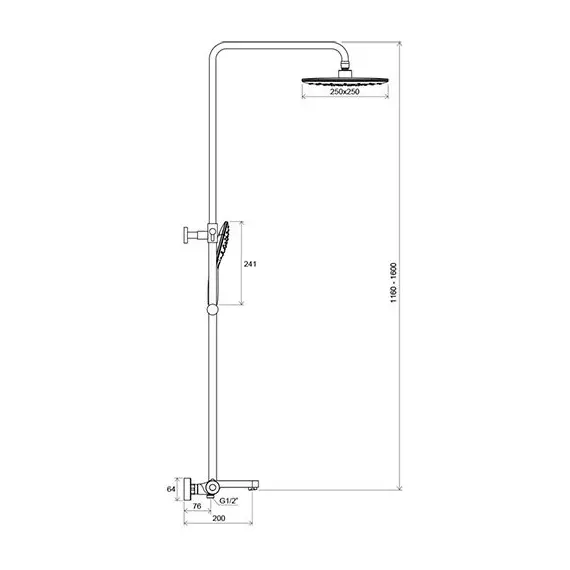 ДУШЕВАЯ СТОЙКА С ТЕРМОСТАТИЧЕСКИМ СМЕСИТЕЛЕМ ДЛЯ ВАННЫ И РУЧНЫМ ДУШЕМ RAVAK TERMO 300 TE 092.00/150
