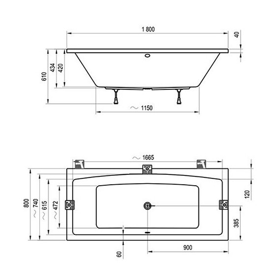 ВАННА АКРИЛОВАЯ RAVAK FORMY 02 180X80