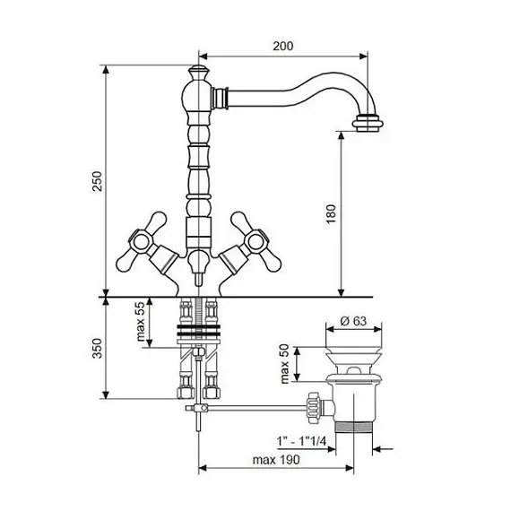 СМЕСИТЕЛЬ ДЛЯ РАКОВИНЫ EMMEVI DECO OLD 12613