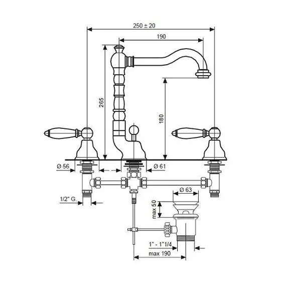 СМЕСИТЕЛЬ ДЛЯ РАКОВИНЫ EMMEVI DECO CERAMIC 121643