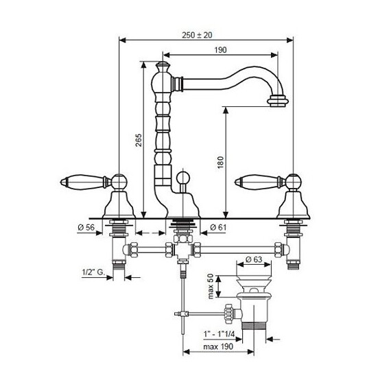 СМЕСИТЕЛЬ ДЛЯ РАКОВИНЫ EMMEVI DECO CERAMIC 121643