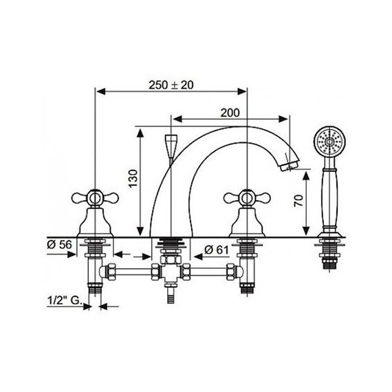 СМЕСИТЕЛЬ ДЛЯ ВАННЫ EMMEVI DECO CLASSIC 12120