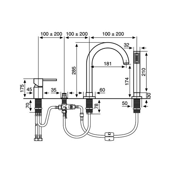 СМЕСИТЕЛЬ ДЛЯ ВАННЫ EMMEVI PIPER CR45120