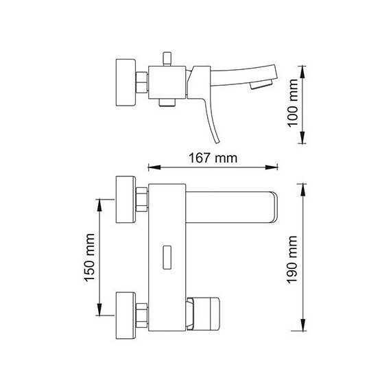 СМЕСИТЕЛЬ ДЛЯ ВАННЫ С КОРОТКИМ ИЗЛИВОМ WASSERKRAFT ALLER 1061