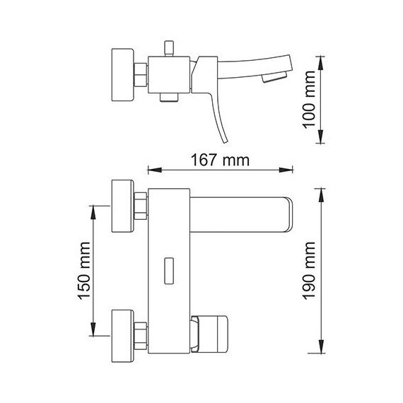 СМЕСИТЕЛЬ ДЛЯ ВАННЫ С КОРОТКИМ ИЗЛИВОМ WASSERKRAFT EXTER 1601