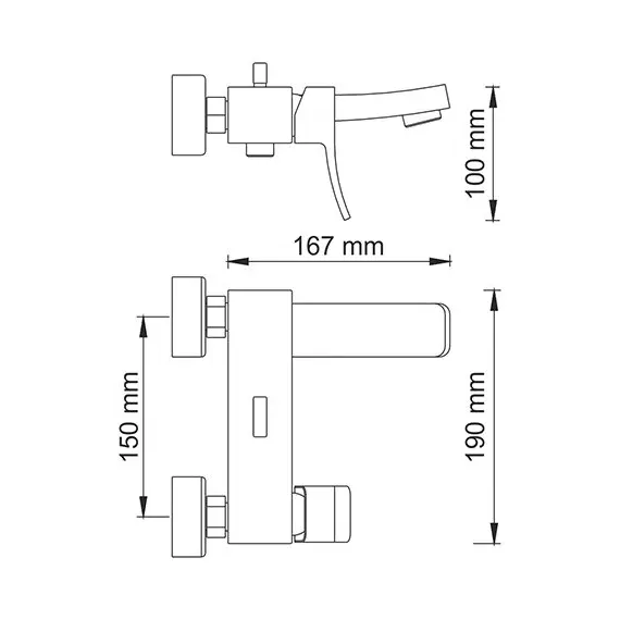 СМЕСИТЕЛЬ ДЛЯ ВАННЫ С КОРОТКИМ ИЗЛИВОМ WASSERKRAFT EXTER 1601