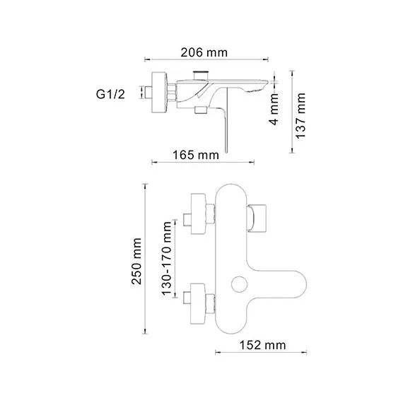 СМЕСИТЕЛЬ ДЛЯ ВАННЫ С КОРОТКИМ ИЗЛИВОМ WASSERKRAFT DINKEL 5801
