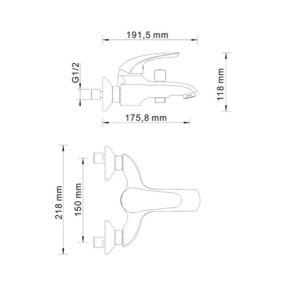 СМЕСИТЕЛЬ ДЛЯ ВАННЫ С КОРОТКИМ ИЗЛИВОМ WASSERKRAFT ROSSEL 2801