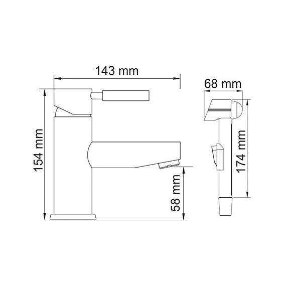 СМЕСИТЕЛЬ ДЛЯ РАКОВИНЫ С ГИГИЕНИЧЕСКОЙ ЛЕЙКОЙ WASSERKRAFT MAIN 4108