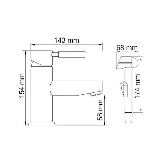 СМЕСИТЕЛЬ ДЛЯ РАКОВИНЫ С ГИГИЕНИЧЕСКОЙ ЛЕЙКОЙ WASSERKRAFT MAIN 4108