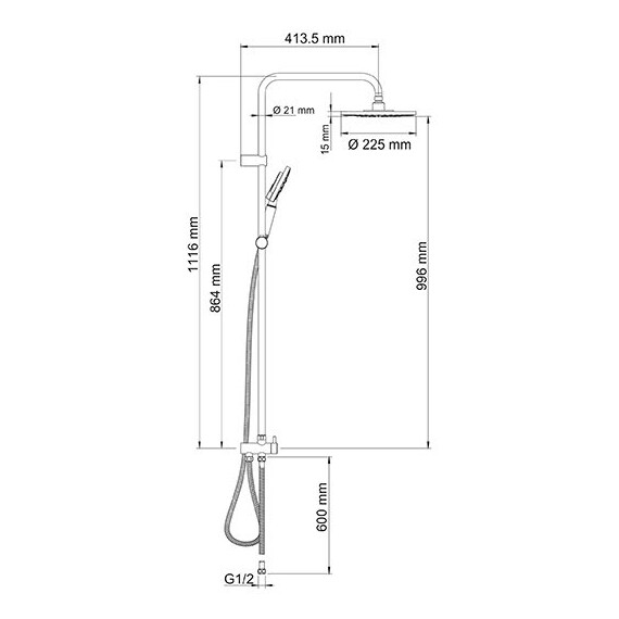 ДУШЕВОЙ КОМПЛЕКТ 112Х52,6 СМ WASSERKRAFT A039