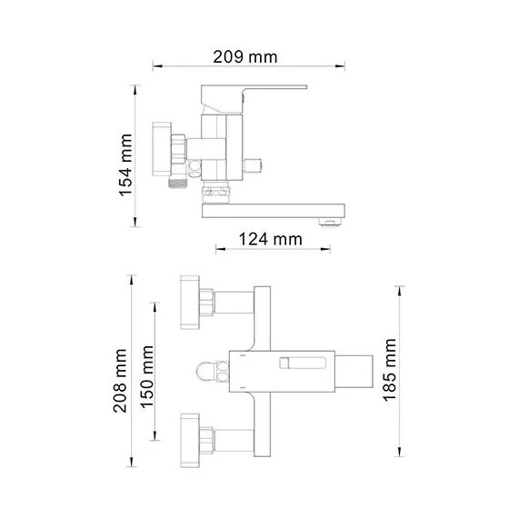 СМЕСИТЕЛЬ ДЛЯ ВАННЫ С КОРОТКИМ ИЗЛИВОМ WASSERKRAFT ALME 1501
