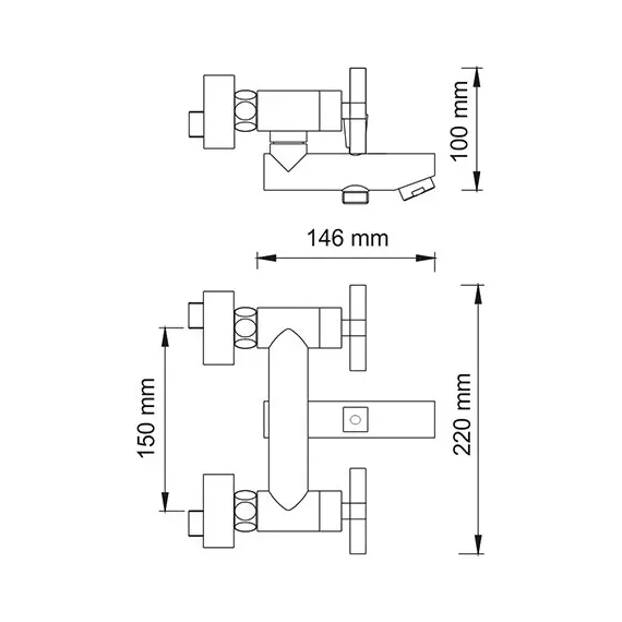 СМЕСИТЕЛЬ ДЛЯ ВАННЫ С КОРОТКИМ ИЗЛИВОМ WASSERKRAFT WESER 7801