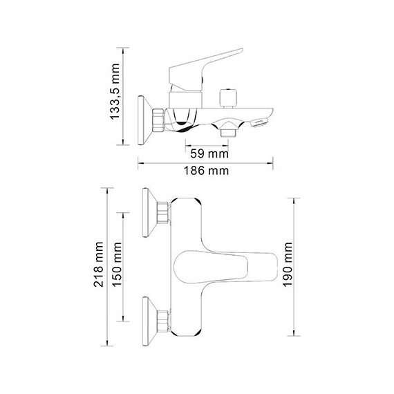 СМЕСИТЕЛЬ ДЛЯ ВАННЫ С КОРОТКИМ ИЗЛИВОМ WASSERKRAFT LIPPE 4501