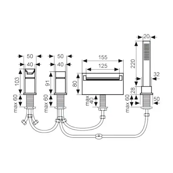 СМЕСИТЕЛЬ ДЛЯ ВАННЫ EMMEVI NIAGARA 74120