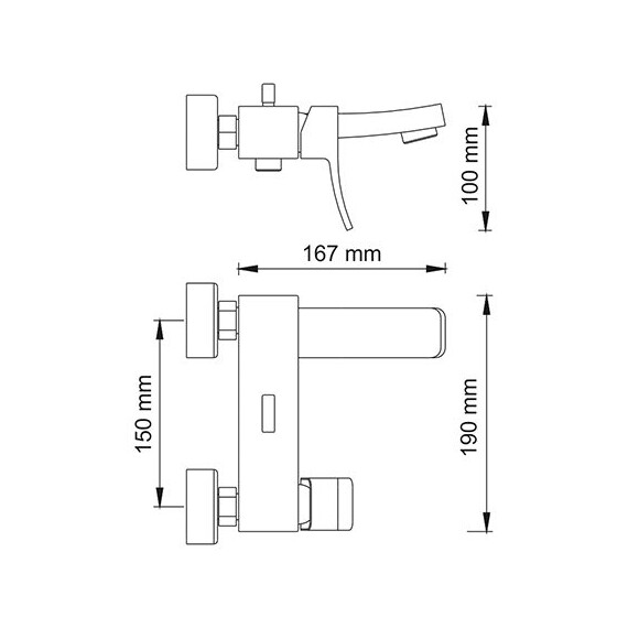 СМЕСИТЕЛЬ ДЛЯ ВАННЫ С КОРОТКИМ ИЗЛИВОМ WASSERKRAFT ALLER 1061WHITE