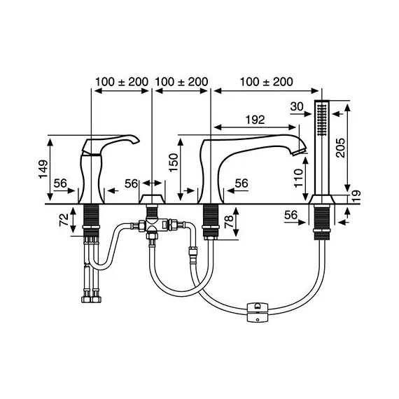 СМЕСИТЕЛЬ НА БОРТ ВАННЫ EMMEVI ARES 76120