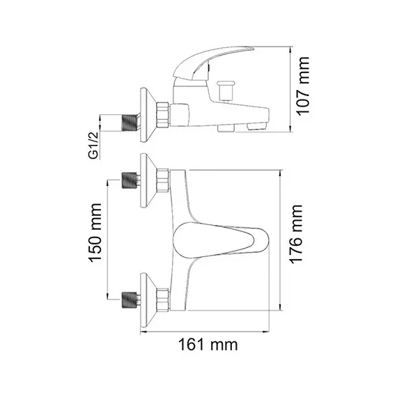 СМЕСИТЕЛЬ ДЛЯ ВАННЫ С КОРОТКИМ ИЗЛИВОМ WASSERKRAFT ISEN 2601
