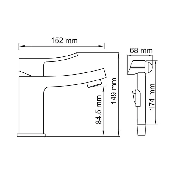 СМЕСИТЕЛЬ ДЛЯ РАКОВИНЫ С ГИГИЕНИЧЕСКОЙ ЛЕЙКОЙ WASSERKRAFT ALLER 1068