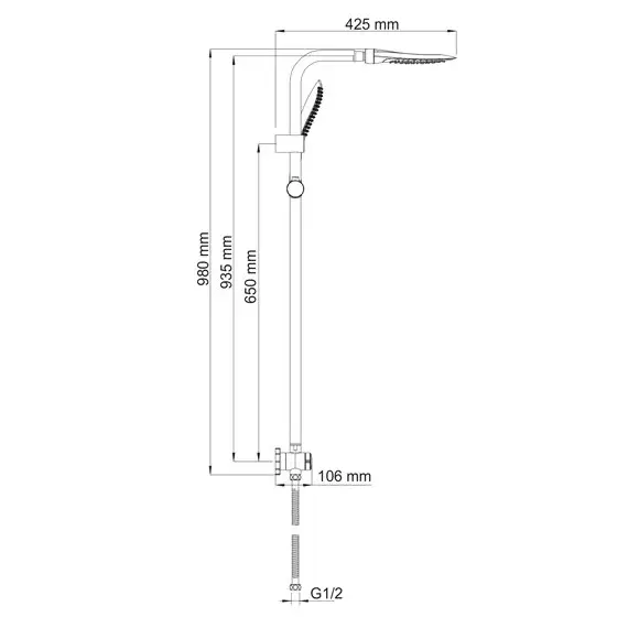 ДУШЕВОЙ КОМПЛЕКТ 93,5 Х 41,5 СМ WASSERKRAFT A045