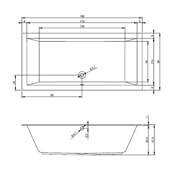 ВАННА АКРИЛОВАЯ RIHO LUGO VELVET 190X90