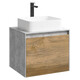 ПОДВЕСНАЯ ТУМБА AQWELLA 60 СМ С ДВУМЯ ЯЩИКАМИ, БЕТОН СВЕТЛЫЙ/ДУБ БАЛТИЙСКИЙ, С УМЫВАЛЬНИКОМ