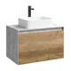 ПОДВЕСНАЯ ТУМБА AQWELLA 80 СМ С ДВУМЯ ЯЩИКАМИ, БЕТОН СВЕТЛЫЙ/ДУБ БАЛТИЙСКИЙ, С УМЫВАЛЬНИКОМ