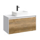ПОДВЕСНАЯ ТУМБА AQWELLA 100 СМ С ДВУМЯ ЯЩИКАМИ, БЕЛЫЙ/ДУБ БАЛТИЙСКИЙ, С УМЫВАЛЬНИКОМ